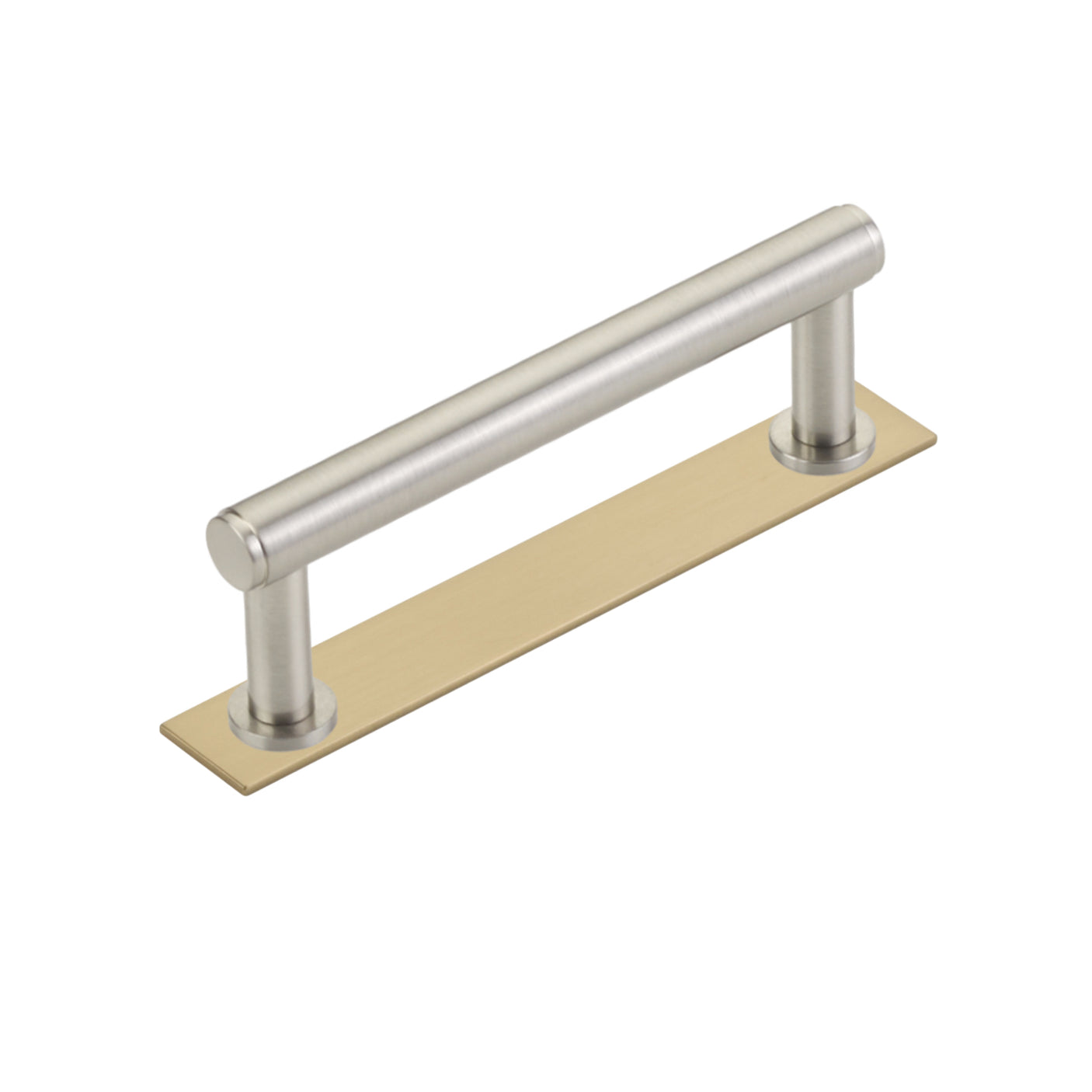 Dual Finish "Maison No. 2" Smooth Champagne Bronze and Brushed Nickel Drawer Pulls and Cabinet Knobs with Backplate - Forge Hardware Studio