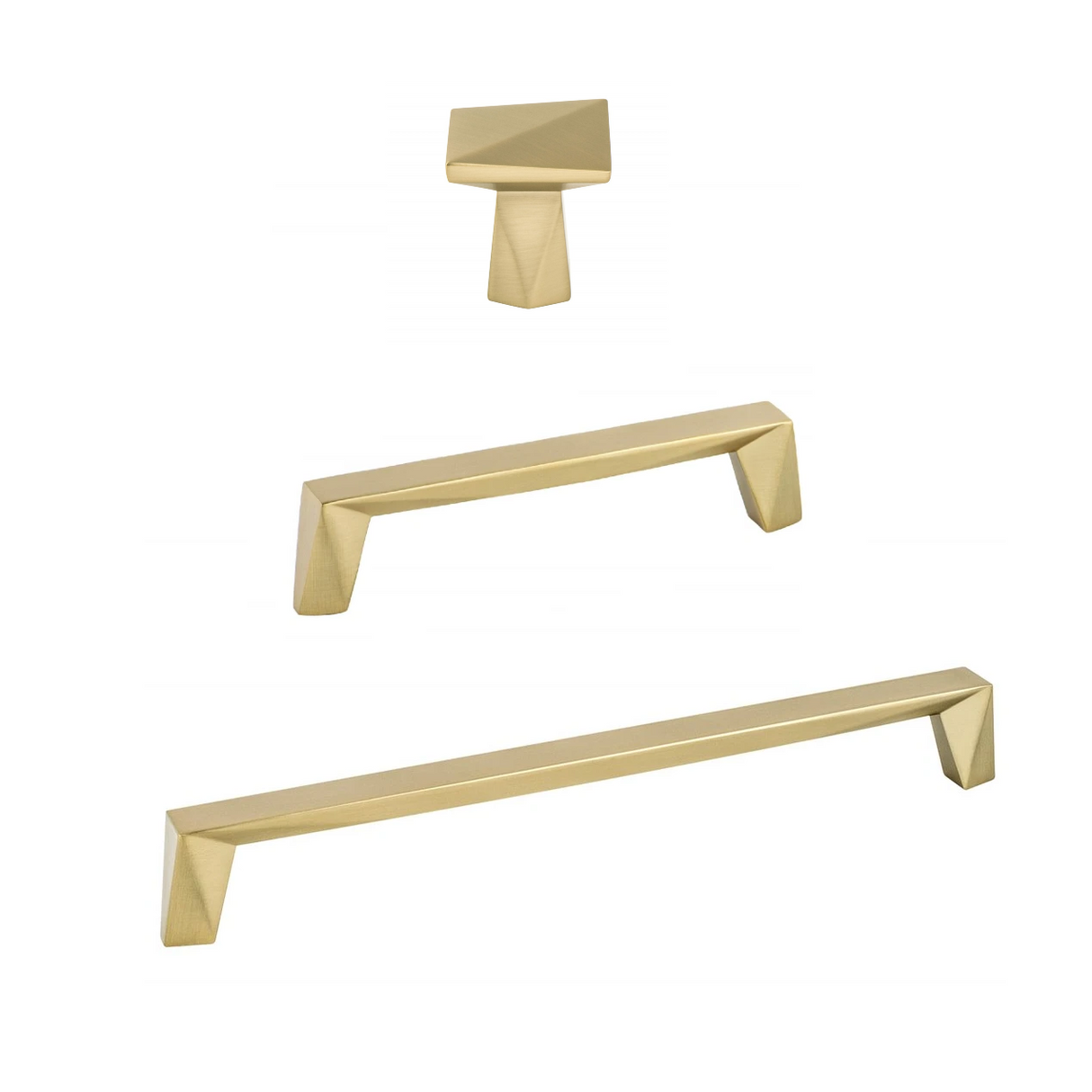 Satin Brass "Wade" Drawer Knob and Drawer Pulls - Forge Hardware Studio