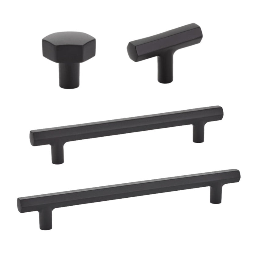 Geometric Matte Black "Geo" Cabinet Knobs and Drawer Pulls - Forge Hardware Studio
