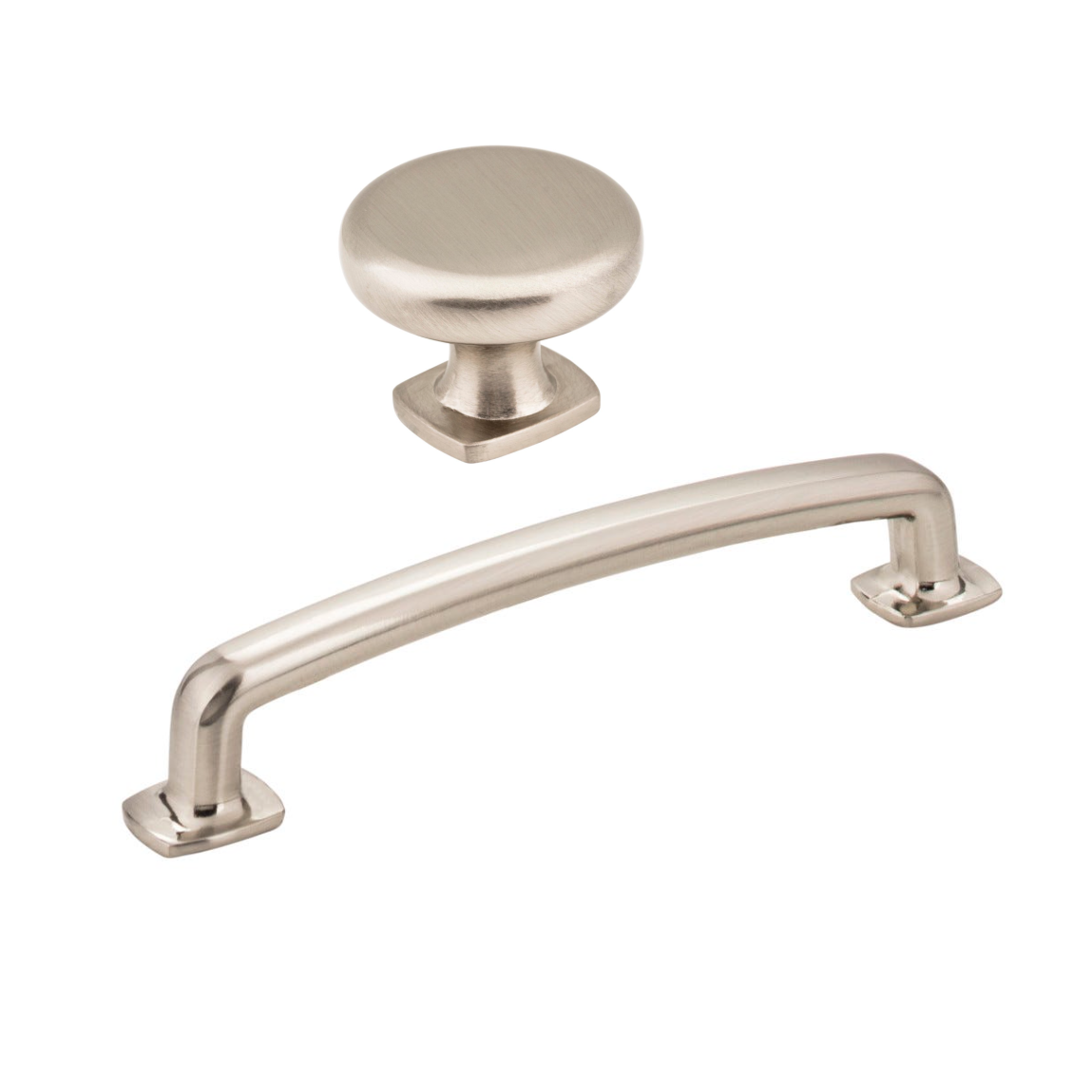 Satin Nickel “Foundry” Drawer Pulls and Cabinet Knob - Cabinet Hardware - Forge Hardware Studio