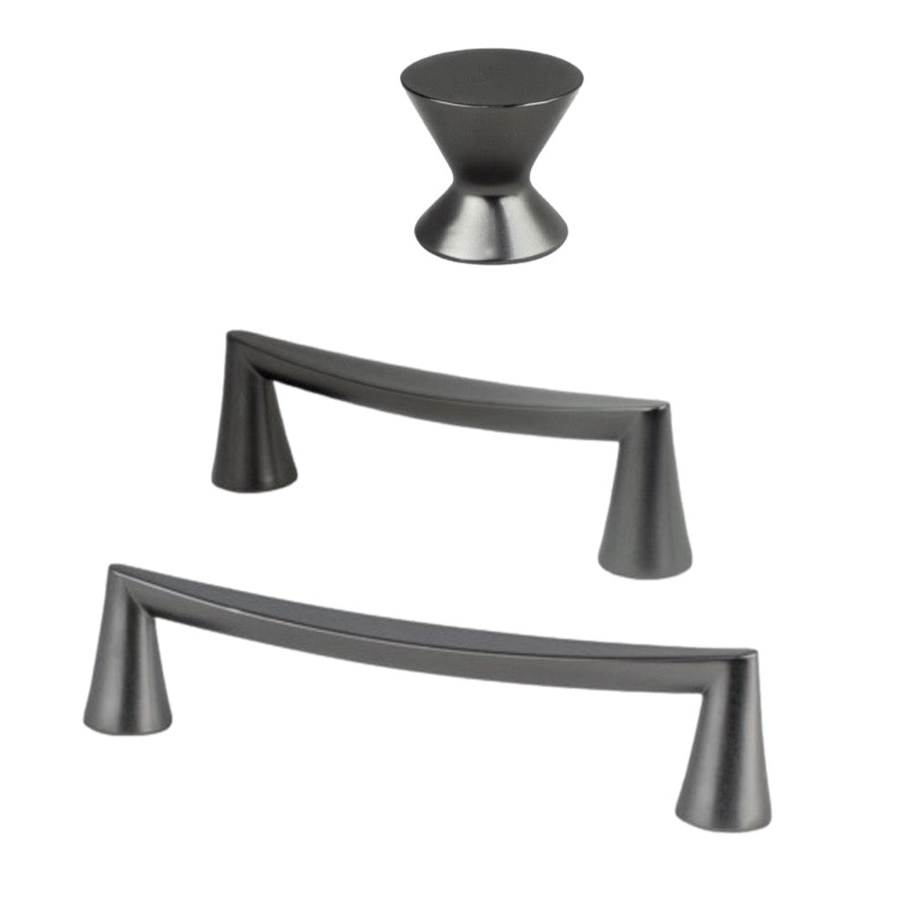 Ash Gray "Core" Drawer Pulls and Cabinet Knob - Forge Hardware Studio