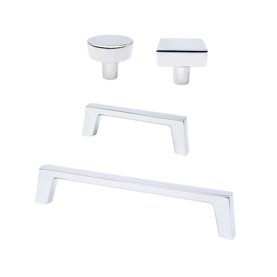 Polished Chrome "Brooks" Drawer Pulls and Cabinet Knobs - Cabinet Hardware - Forge Hardware Studio