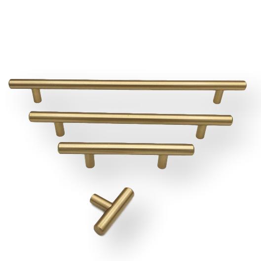 Champagne Bronze "Dash" T-Bar Round Knob and Drawer Pulls - Forge Hardware Studio