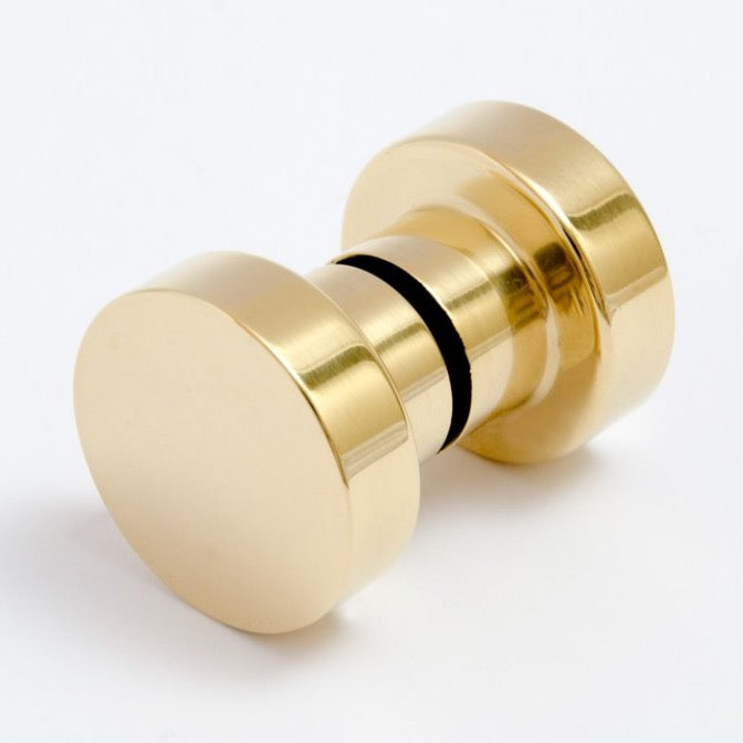 Glass Shower "Spot" Round Polished Brass Back to Back Door Knob - Forge Hardware Studio