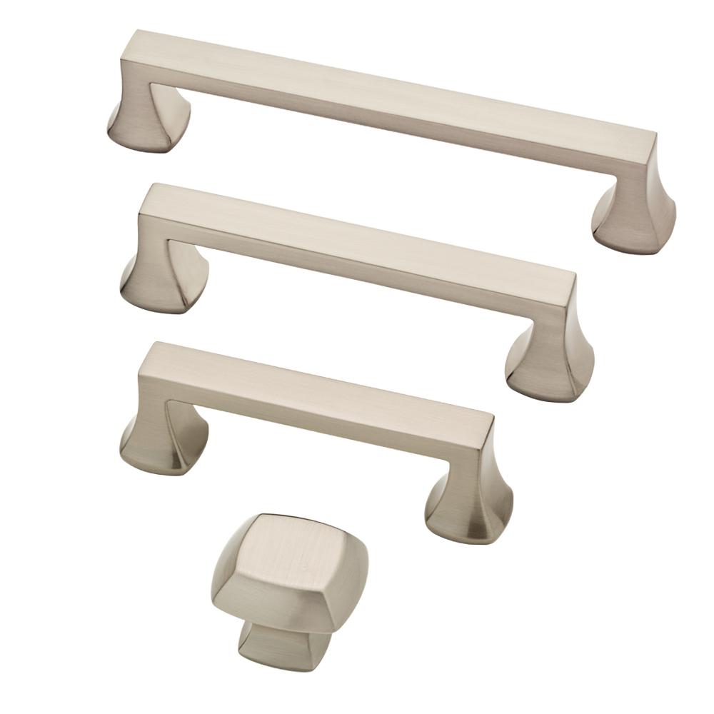Satin Nickel "Avant" Cabinet Knobs and Pulls - Brass Cabinet Hardware