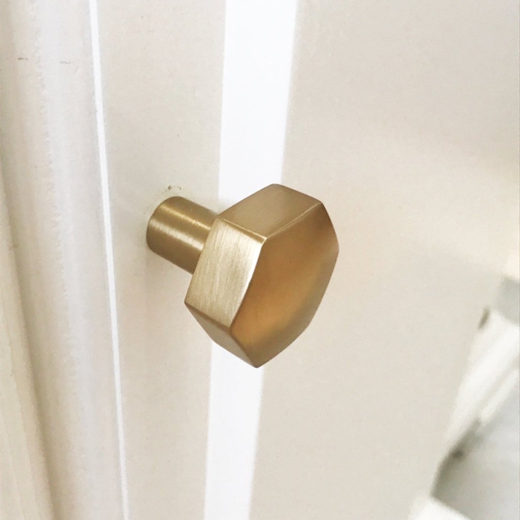 Geometric Satin Brass "Geo" Cabinet Knobs and Drawer Pulls - Forge Hardware Studio