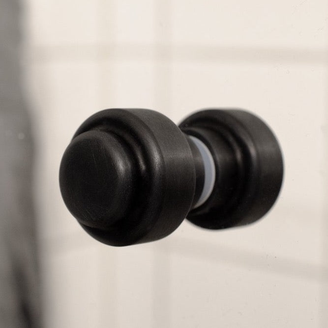 Glass Shower 1-3/16" Round Matte Black Back to Back Door Knob - Forge Hardware Studio