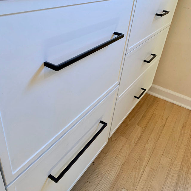 Matte Black "Trane" Drawer Pulls and Knob - Forge Hardware Studio