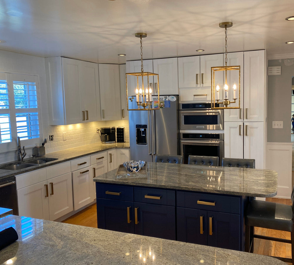 Modern Rectangular Keaton Brass Drawer Pulls in Satin Brass - Brass Cabinet Hardware