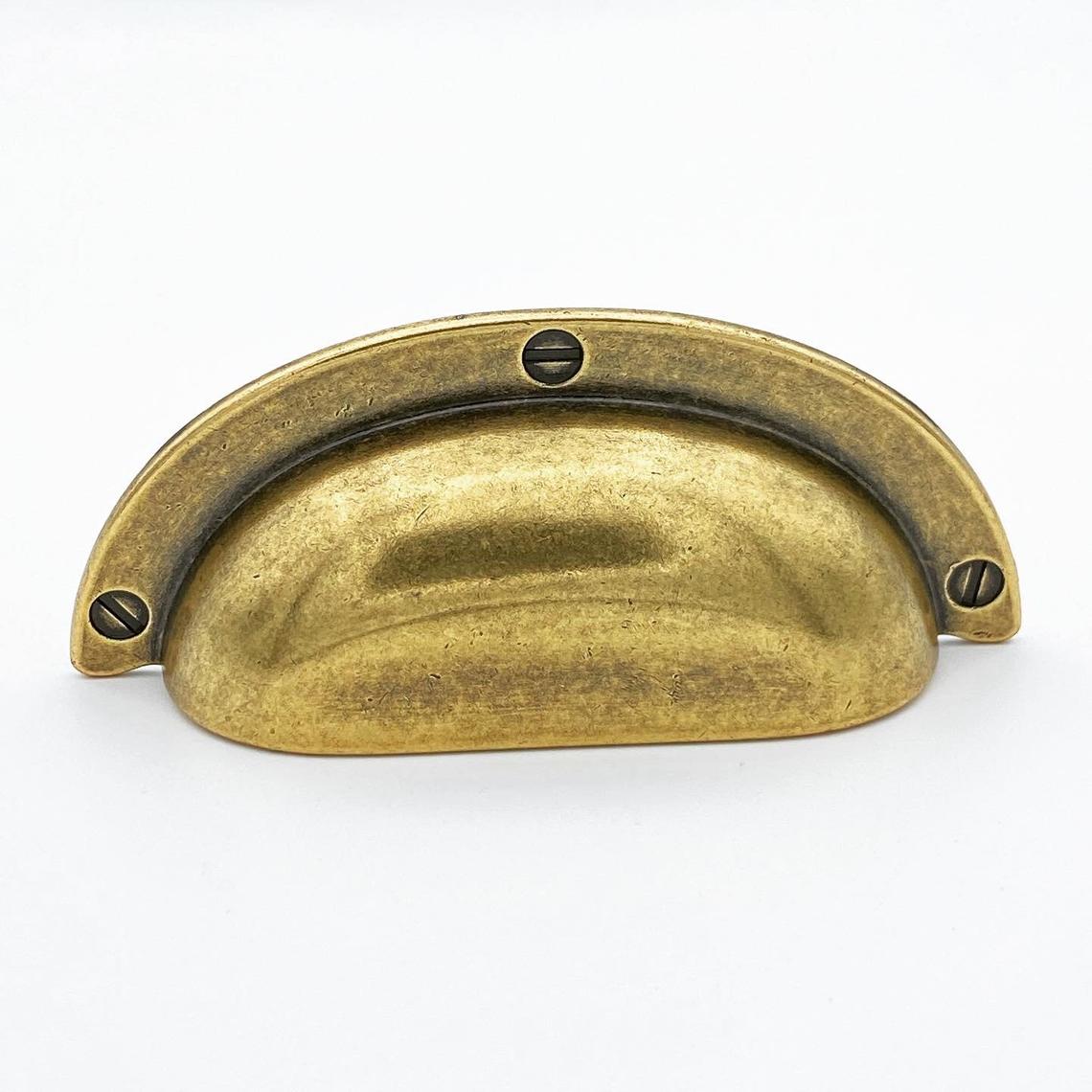 Cup Drawer Pulls "Amalfi" in Antique Brass - Forge Hardware Studio