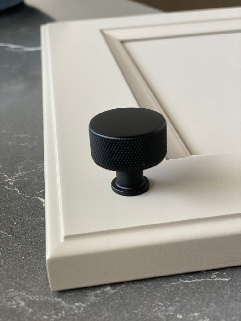 Knurled Round Knob "Texture" Cabinet Knob in Matte Black - Forge Hardware Studio