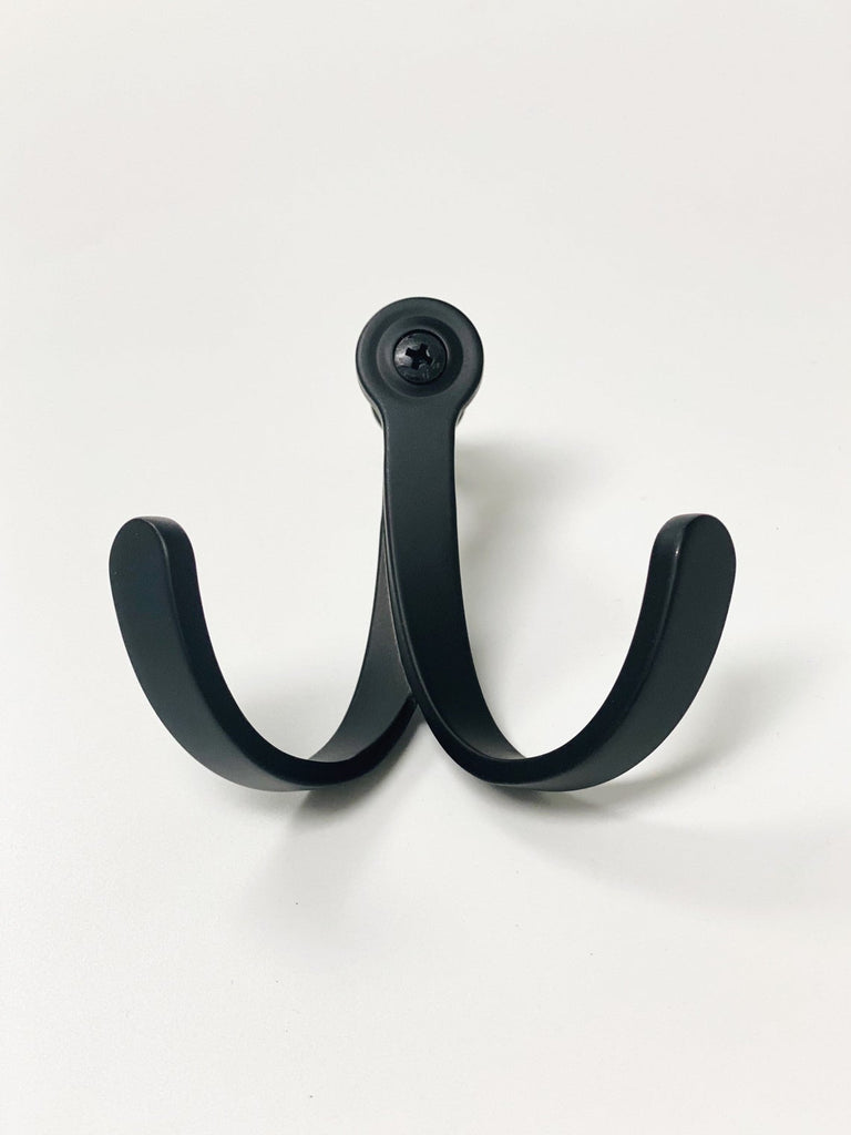 Matte Black Modern Double Wall Hook Hat Towel Hook - Forge Hardware Studio