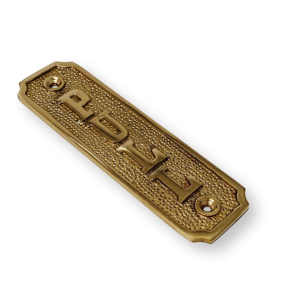 Brass "Pull" Door Sign 1-5/16” W x 4-9/16” H - Brass Door Sign - Forge Hardware Studio