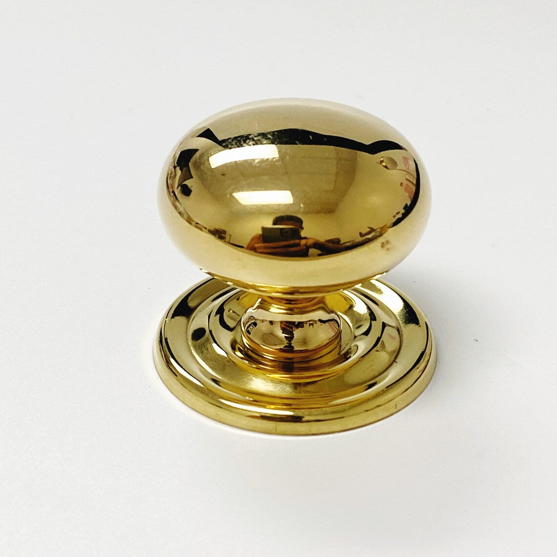 Unlacquered Brass "Eloise" Round Cabinet Knob with Backplate - Forge Hardware Studio