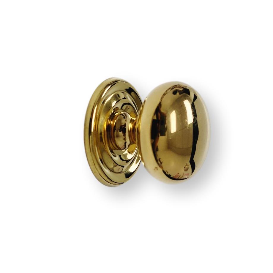 Unlacquered Brass "Eloise" Round Cabinet Knob with Backplate - Forge Hardware Studio