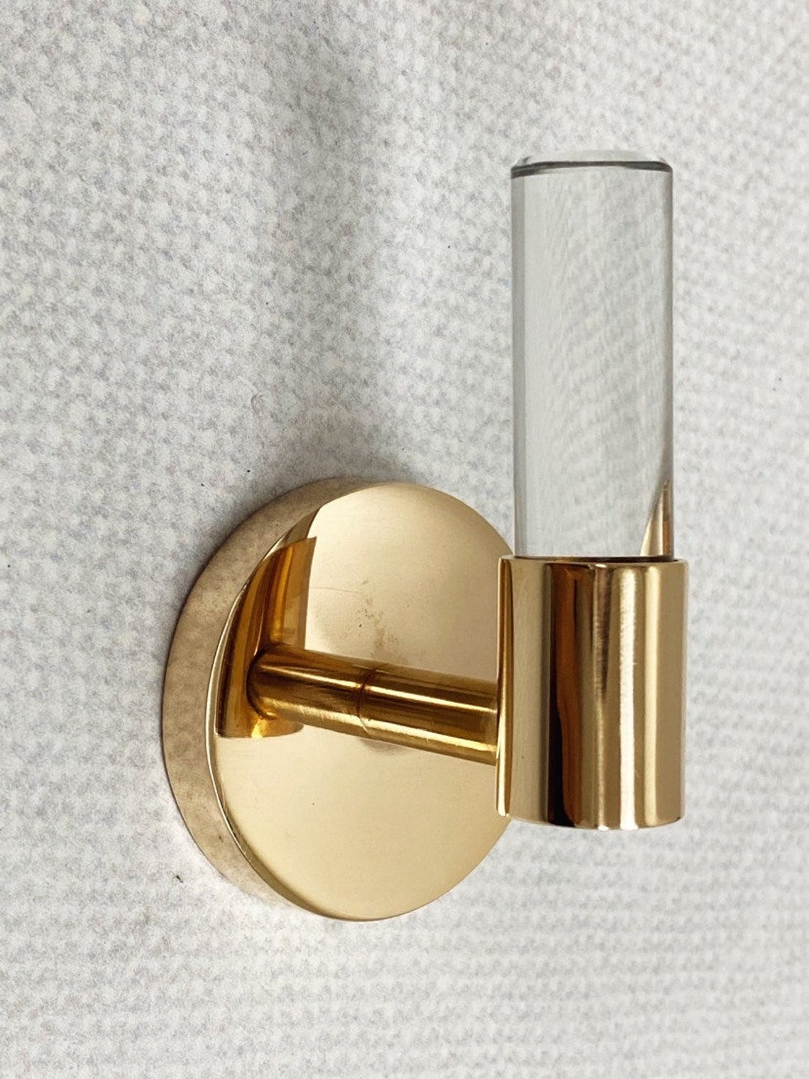 Unlacquered Polished Brass "Lauren" Lucite Wall T-Shape Hook - Forge Hardware Studio
