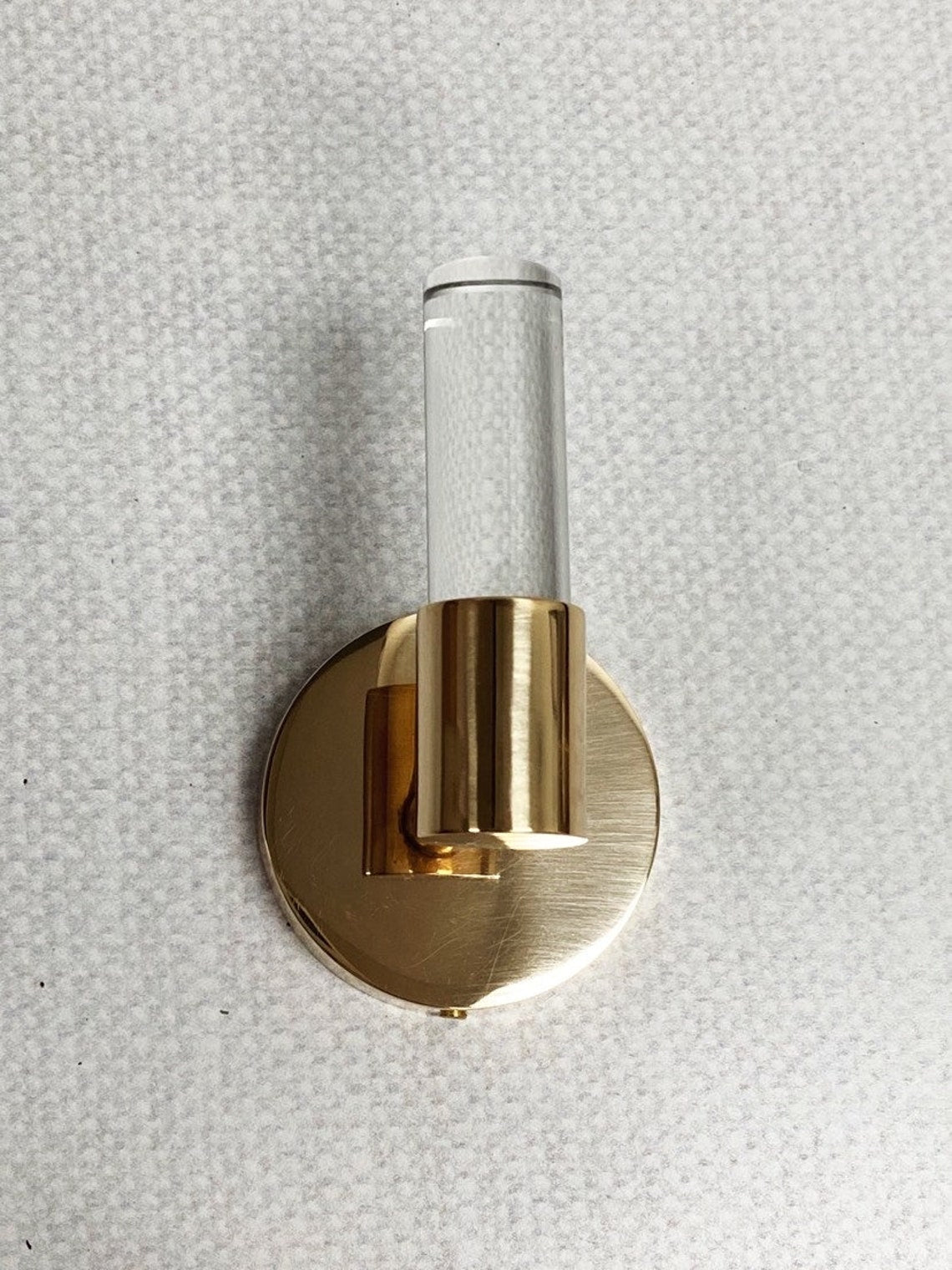 Unlacquered Polished Brass "Lauren" Lucite Wall T-Shape Hook - Forge Hardware Studio
