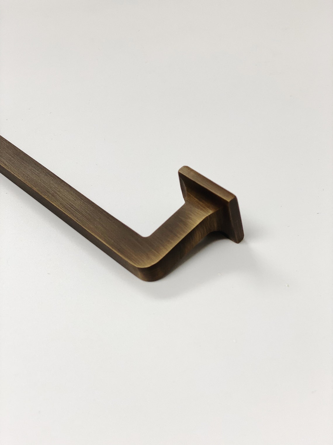 Antique Brass "Eloise" Mission Style Drawer Pull - Forge Hardware Studio