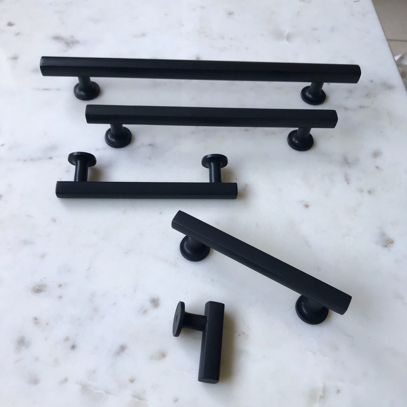 T-Bar "Geo" Cabinet Knobs and Drawer Pulls in Matte Black - Forge Hardware Studio