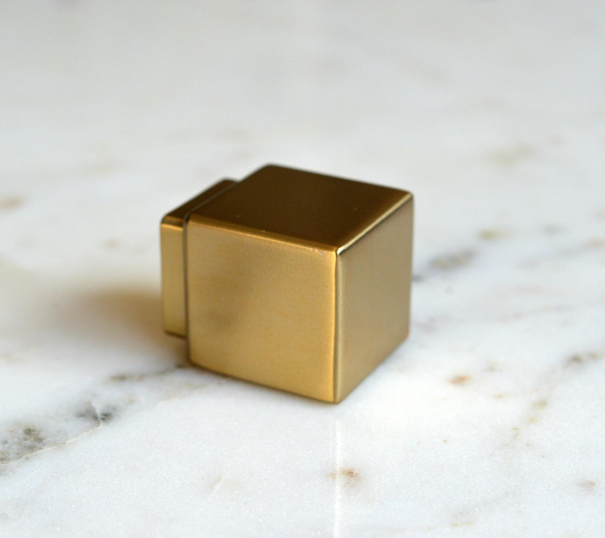 Modern Rectangular "Allerton" Square Knob in Satin Brass - Forge Hardware Studio