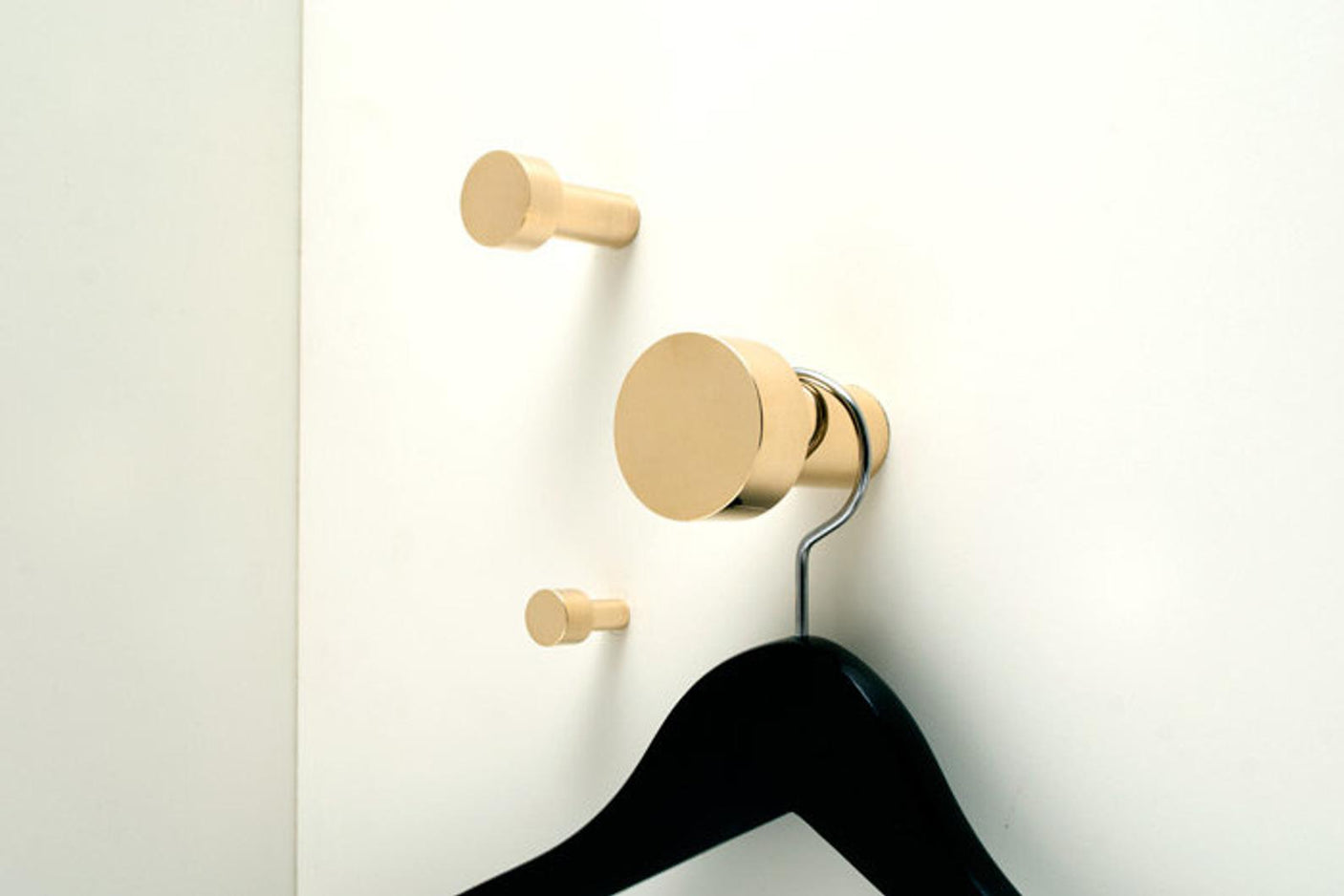 Modern "Dot" Round Wall Hook in Polished Brass - Forge Hardware Studio