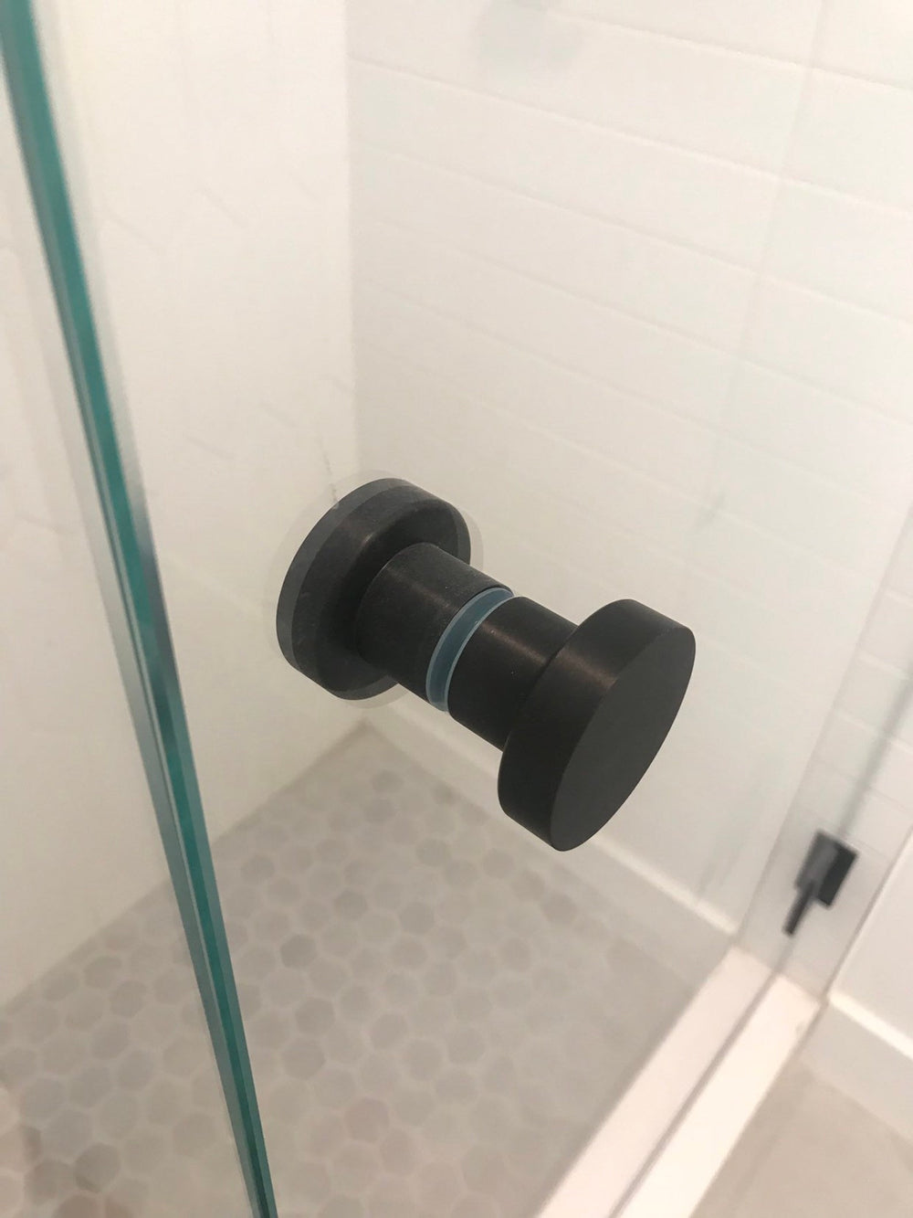 Glass Shower "Spot" Round Matte Black Back to Back Door Knob - Forge Hardware Studio