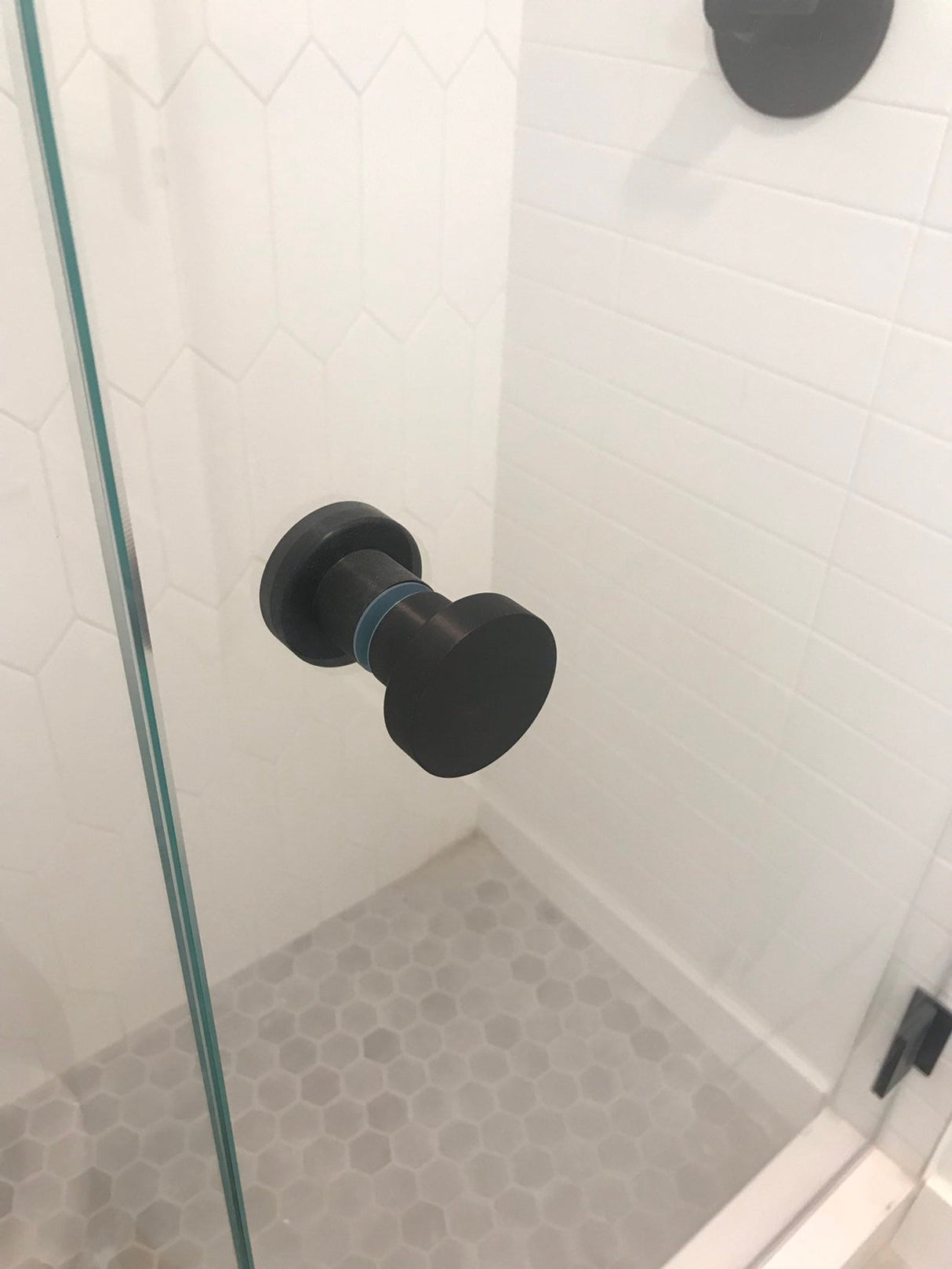 Glass Shower "Spot" Round Matte Black Back to Back Door Knob - Forge Hardware Studio