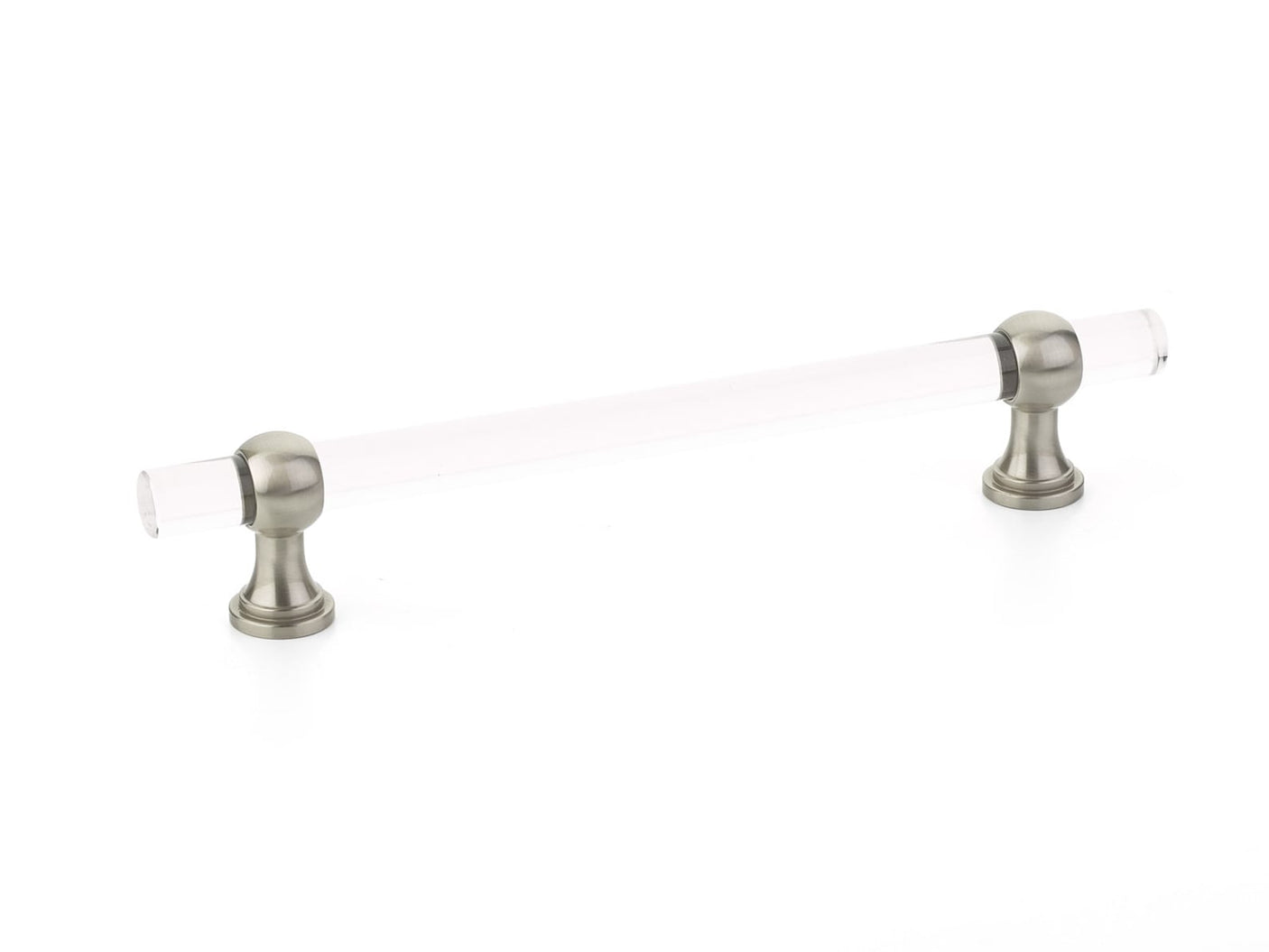 Satin Nickel and Lucite "Gleam" Cabinet Knobs and Drawer Pulls (Adjustable) - Forge Hardware Studio