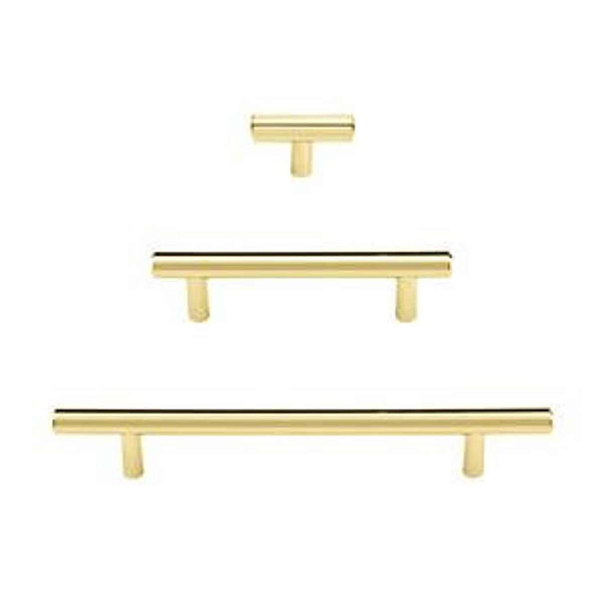 T-Bar "European" Unlacquered Polished Brass Cabinet Knobs and Pulls - Forge Hardware Studio