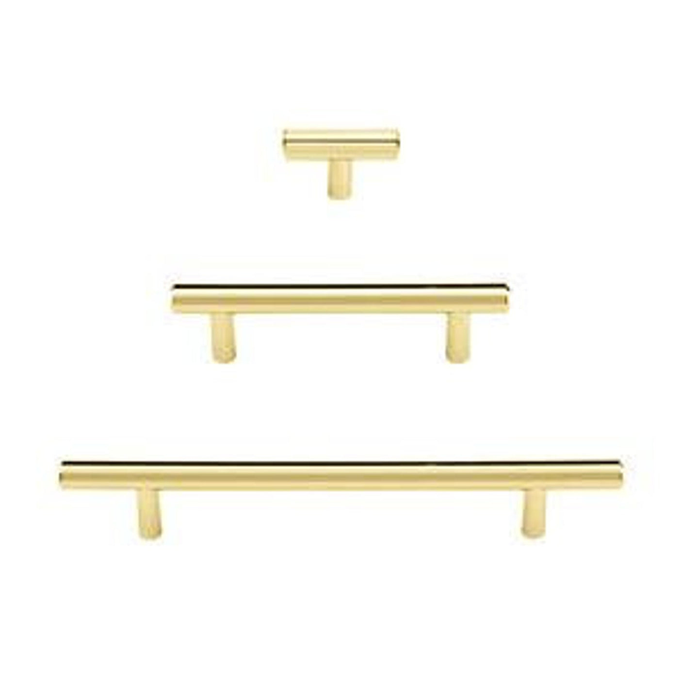 T-Bar "European" Unlacquered Polished Brass Cabinet Knobs and Pulls - Forge Hardware Studio