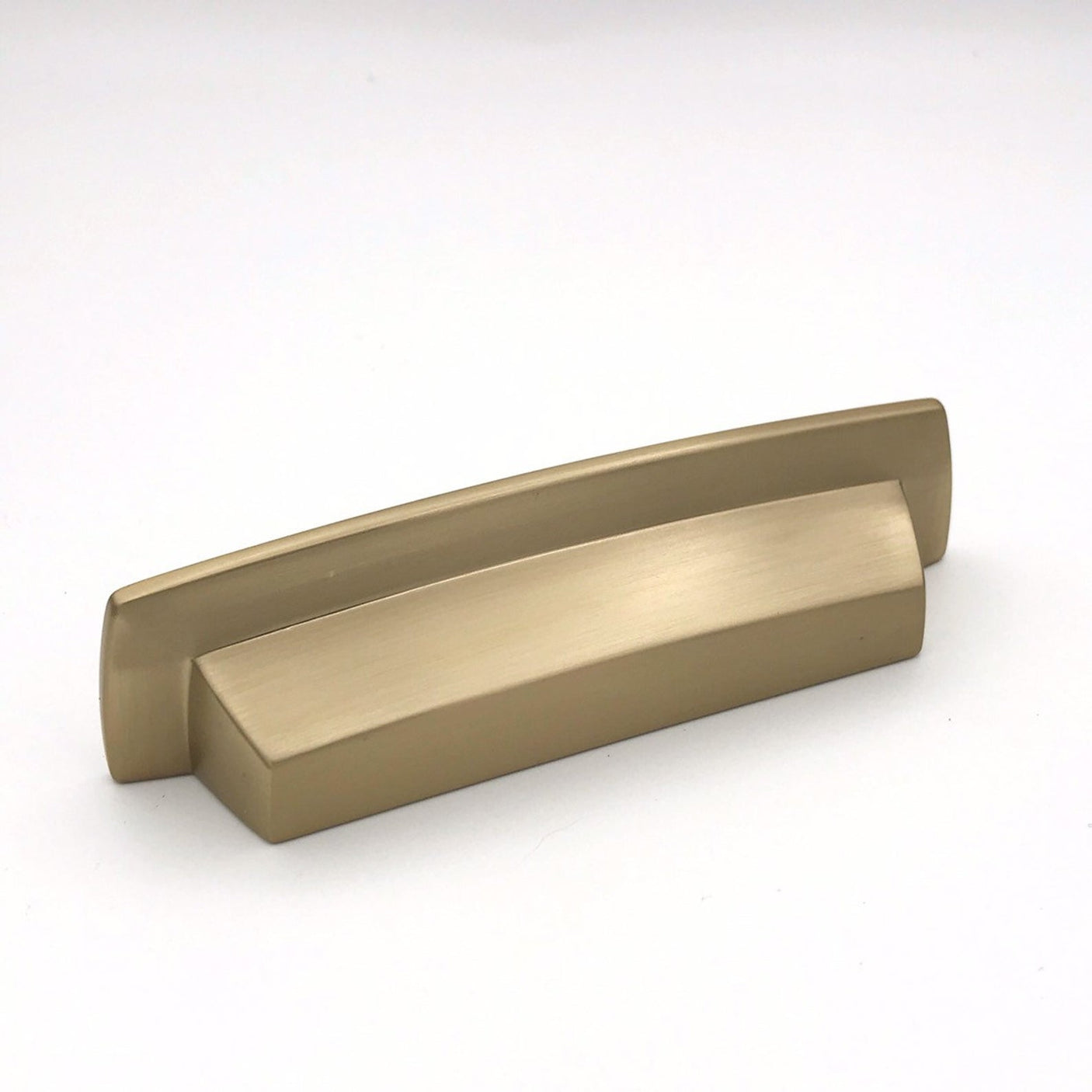 Squared Champagne Bronze "Avant" Cup Drawer Pull - Forge Hardware Studio