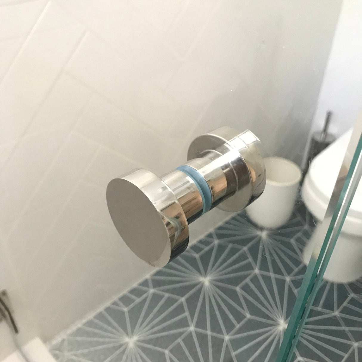 Glass Shower "Spot" Round Polished Nickel Back to Back Door Knob - Forge Hardware Studio