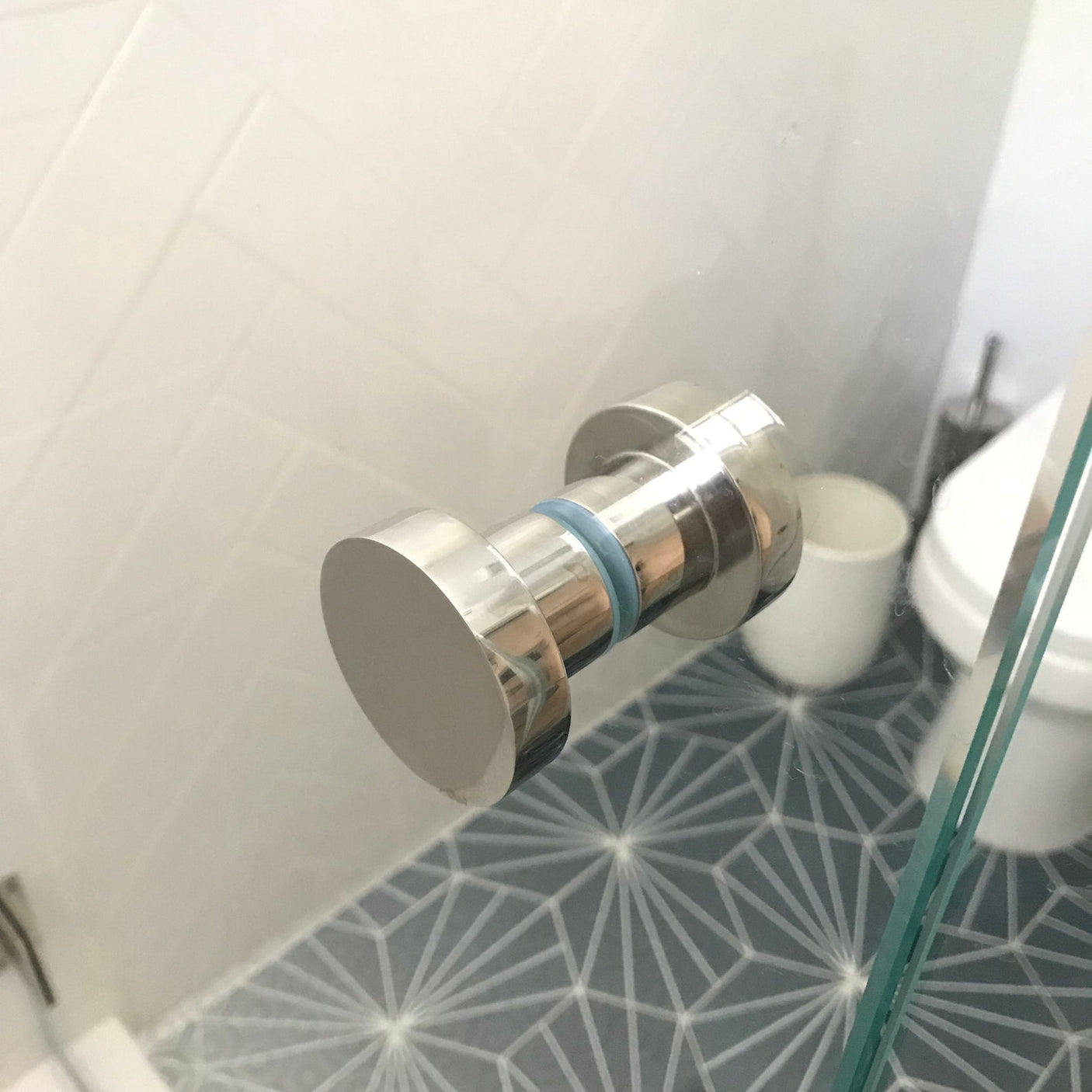 Glass Shower "Spot" Round Polished Nickel Back to Back Door Knob - Forge Hardware Studio