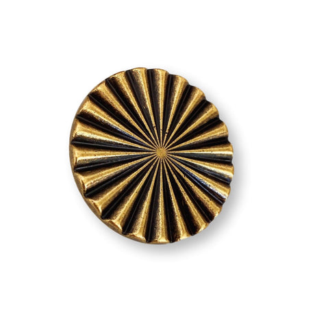 Reeded Antique Brass "Daisy" Round Cabinet Knob - Forge Hardware Studio