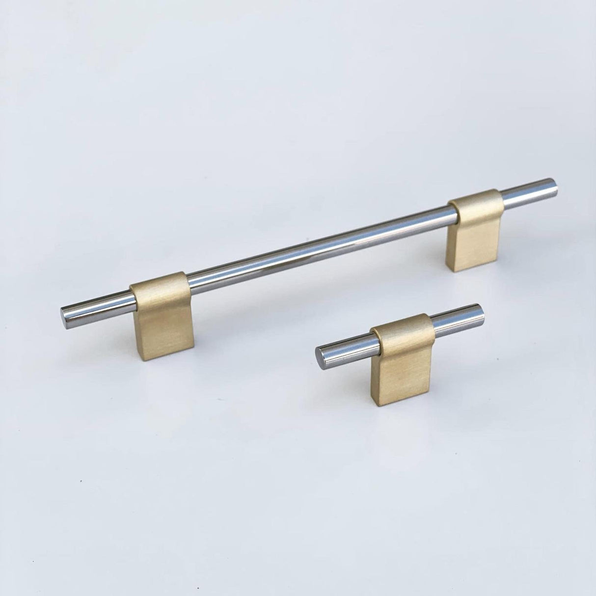 T-Bar "Line" Brushed Brass and Polished Nickel Drawer Pulls Cabinet Hardware - Forge Hardware Studio