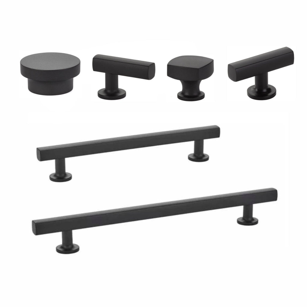 T-Bar "Geo" Cabinet Knobs and Drawer Pulls in Matte Black - Forge Hardware Studio