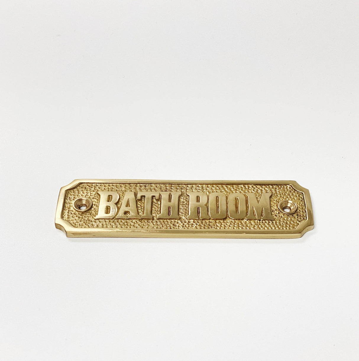 Brass "Bathroom" Door Sign 4-7/16" x 1-4/16" H - Door Hardware Office Sign - Forge Hardware Studio
