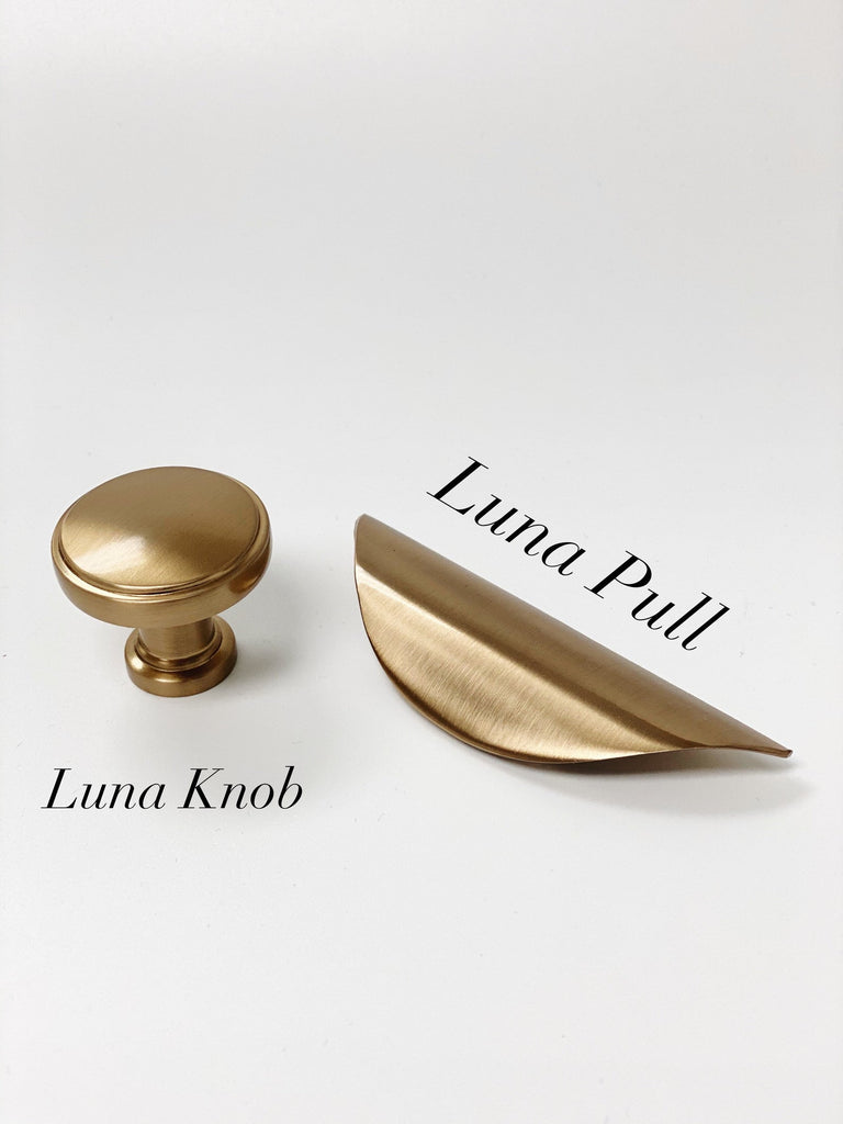 Luna Champagne Bronze Drawer Pull - Cabinet Handle - Forge Hardware Studio