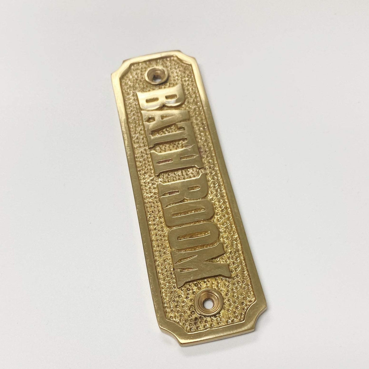 Brass "Bathroom" Door Sign 4-7/16" x 1-4/16" H - Door Hardware Office Sign - Forge Hardware Studio