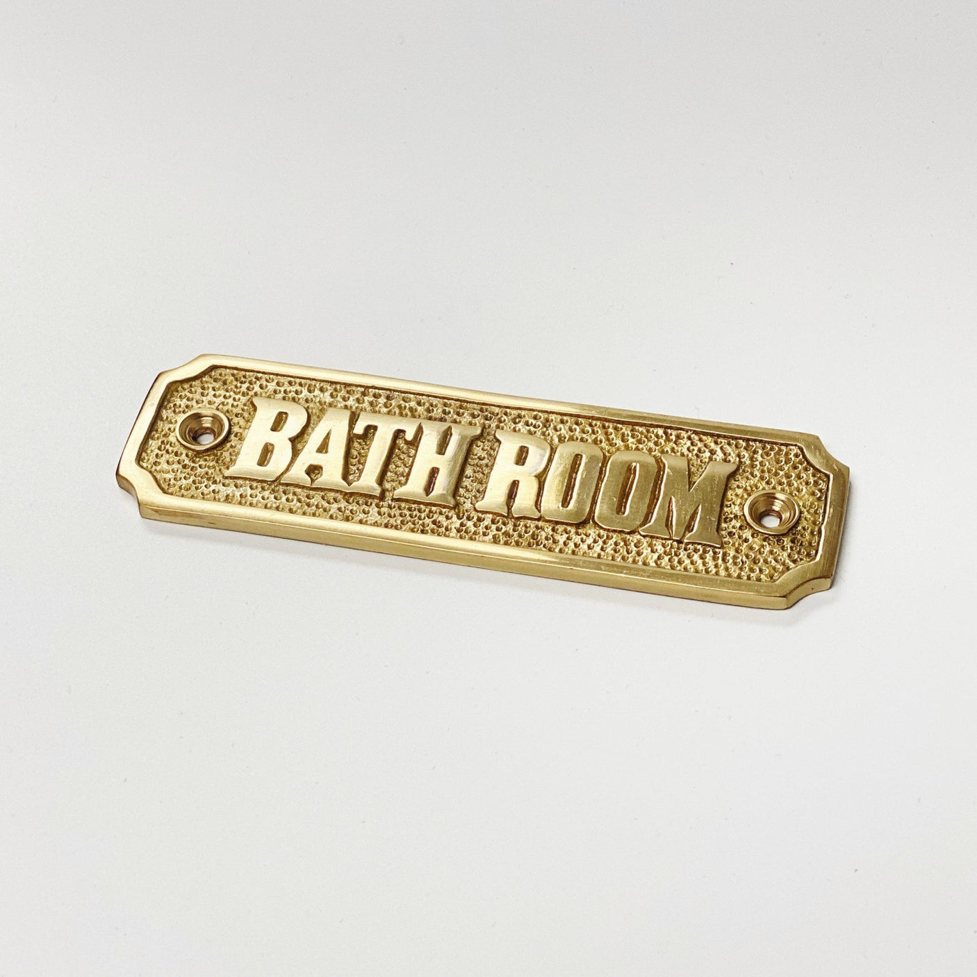 Brass "Bathroom" Door Sign 4-7/16" x 1-4/16" H - Door Hardware Office Sign - Forge Hardware Studio