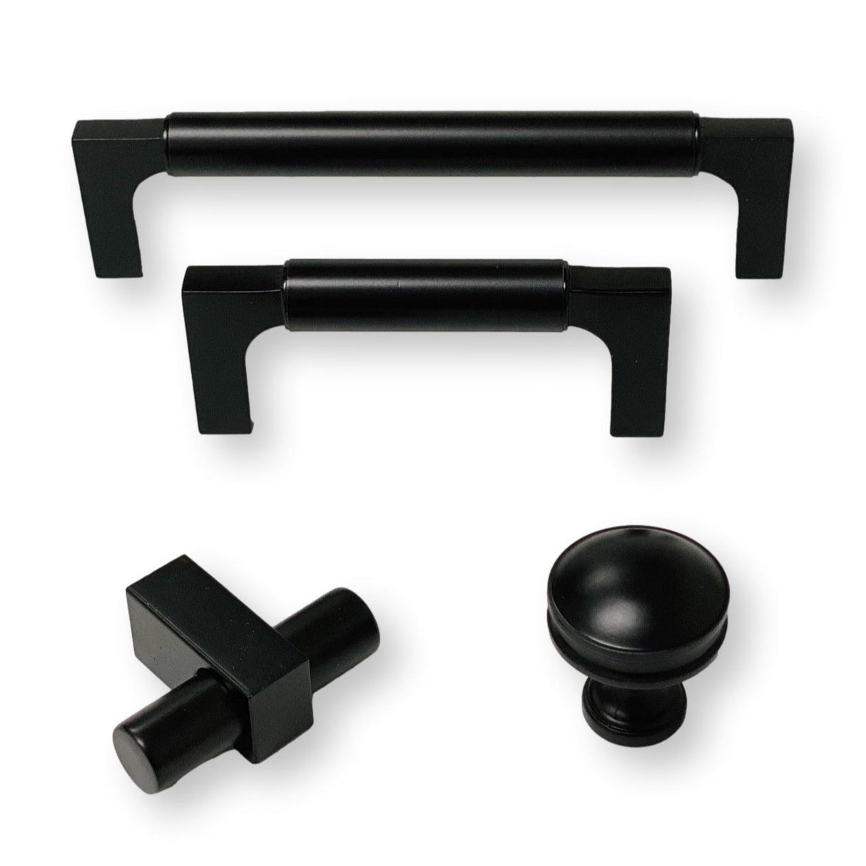 Matte Black "Paris" Drawer Pulls and Knobs - Forge Hardware Studio