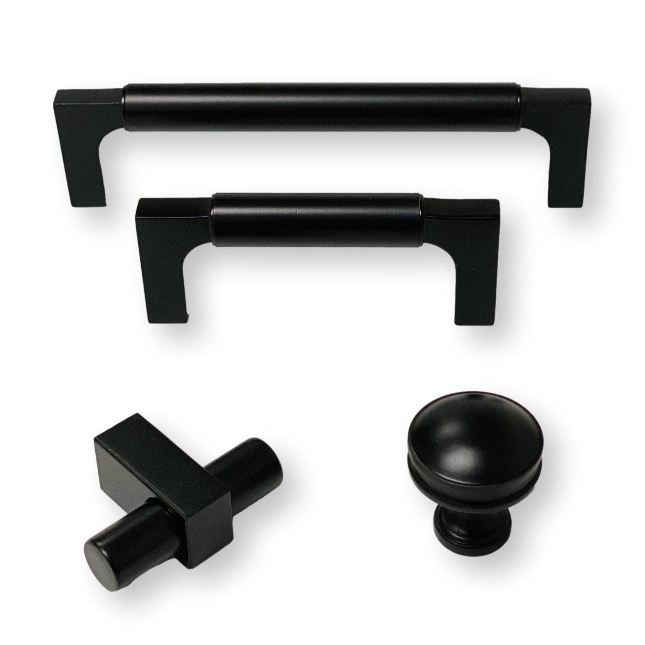 Matte Black "Paris" Drawer Pulls and Knobs - Forge Hardware Studio