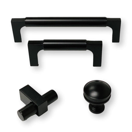 Matte Black "Paris" Drawer Pulls and Knobs - Forge Hardware Studio