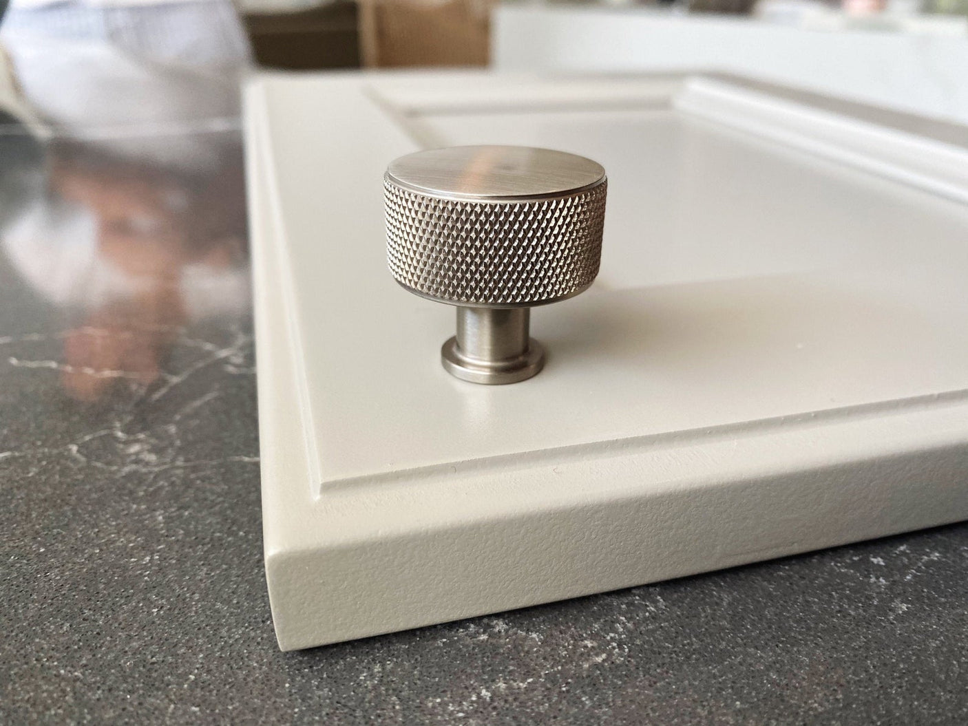 Knurled Round Knob "Texture" Cabinet Knob in Brushed Nickel - Forge Hardware Studio