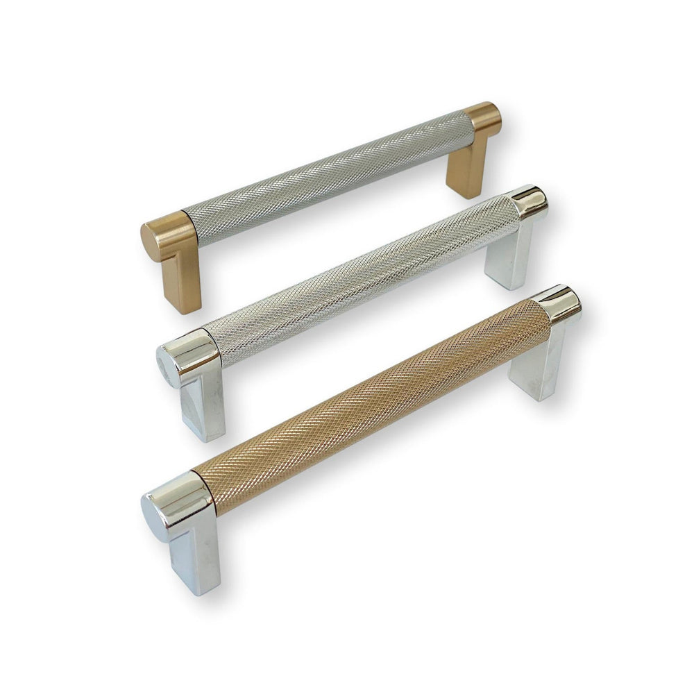 Knurled "U-Shaped" Champagne Bronze and Nickel Drawer Pulls - Forge Hardware Studio