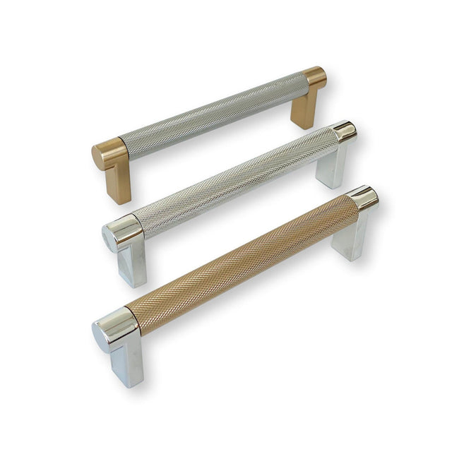 Knurled "U-Shaped" Champagne Bronze and Nickel Drawer Pulls - Forge Hardware Studio