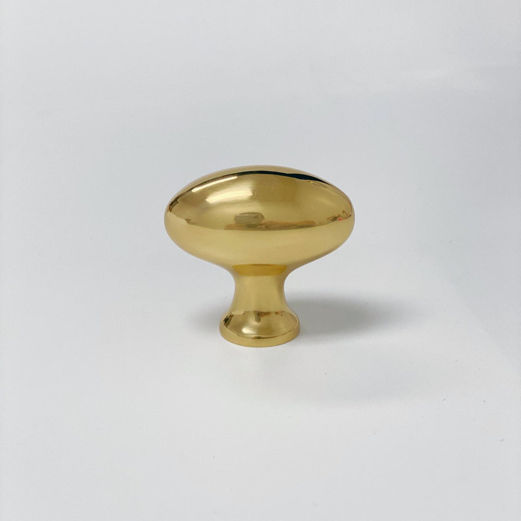 Polished Brass "Heritage" Oval Cabinet Knob - Forge Hardware Studio
