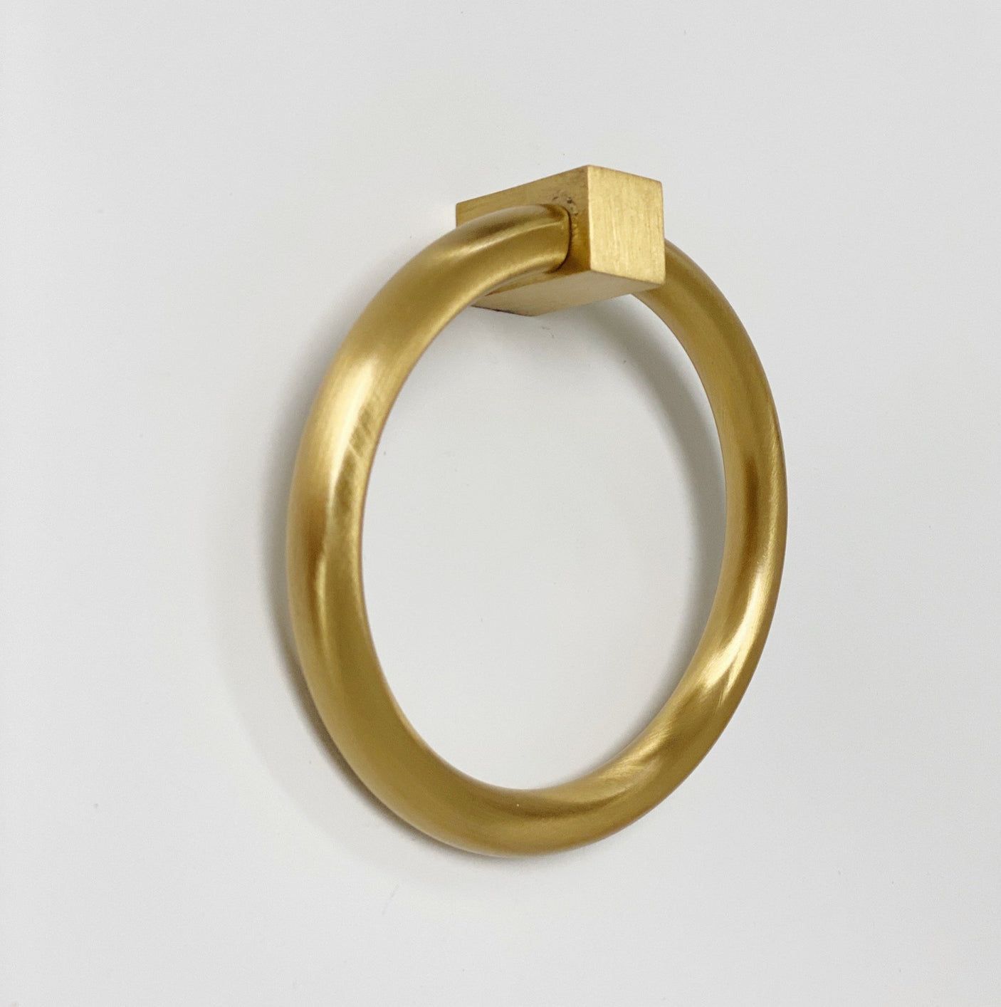 Zimi Round Ring Pull in Satin Brass - Forge Hardware Studio