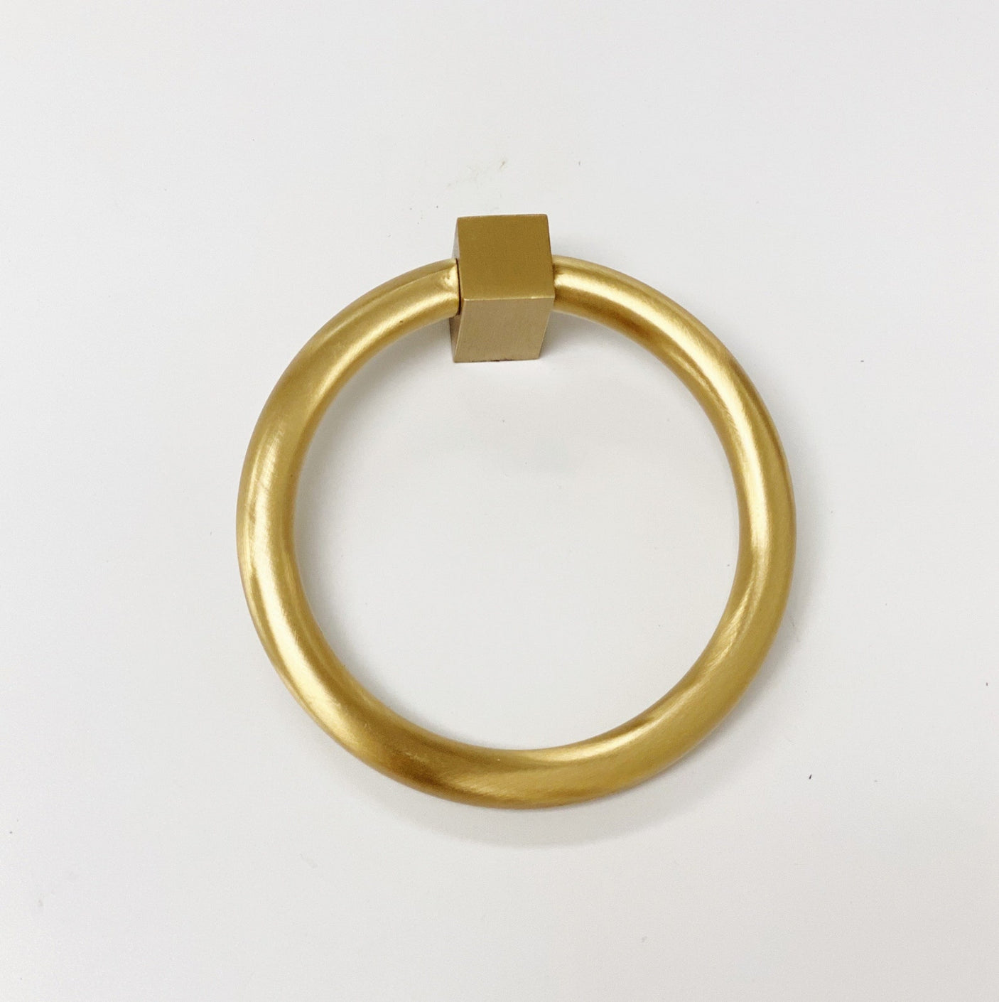 Zimi Round Ring Pull in Satin Brass - Forge Hardware Studio