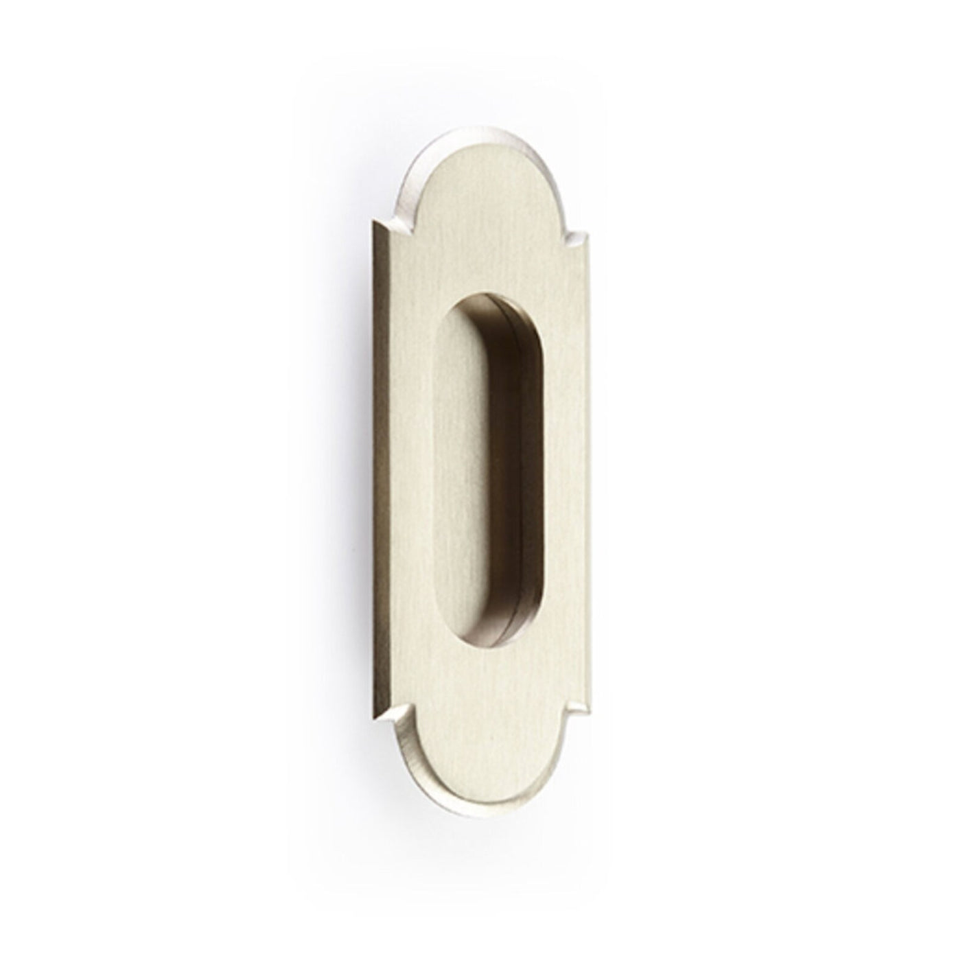 Modern "Fleur" Flush Satin Nickel Recess Door Pull - Forge Hardware Studio
